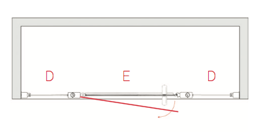 full height easy access alcove shower doors with 2 inline fixed panels.